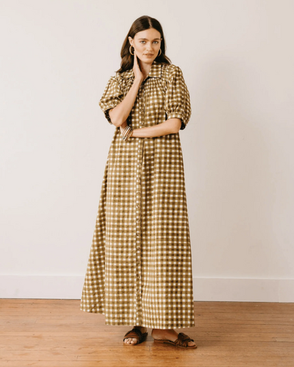 Oasis Painted Gingham Maxi Dress