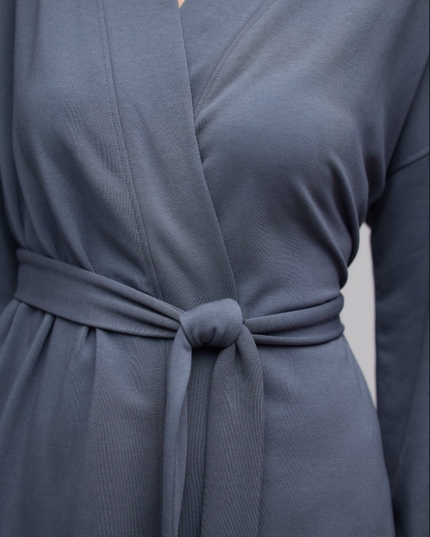 Barefoot Dreams Luxe Lounge Robe - Slate Blue Loungewear in at Wrapsody