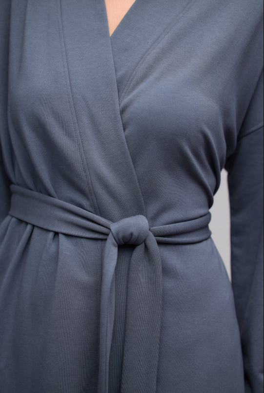 Barefoot Dreams Luxe Lounge Robe - Slate Blue Loungewear in at Wrapsody