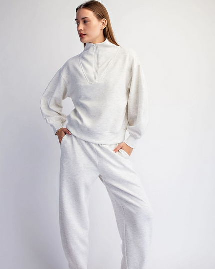 Modal Light Grey Quarter Zip Pullover