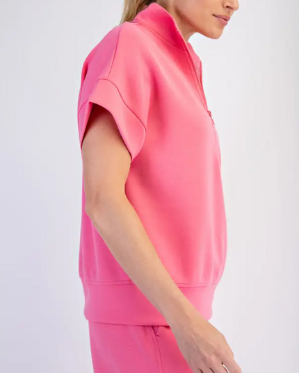 Modal Brink Pink Quarter Zip Pullover
