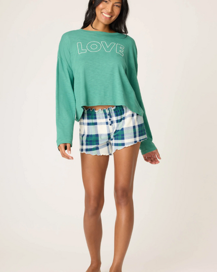 PJ Salvage Cozy Life Love Forest Top Loungewear in S at Wrapsody