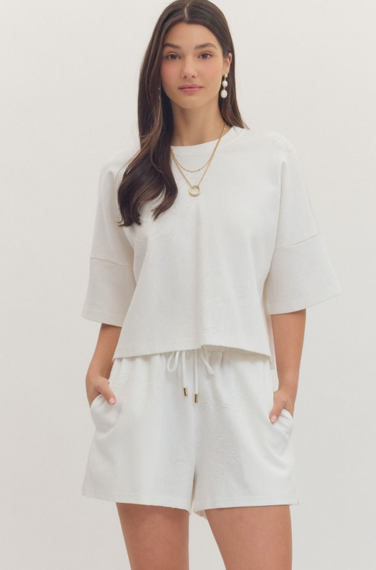 Floral Cut Out Blouse in Off White Tops in S at Wrapsody