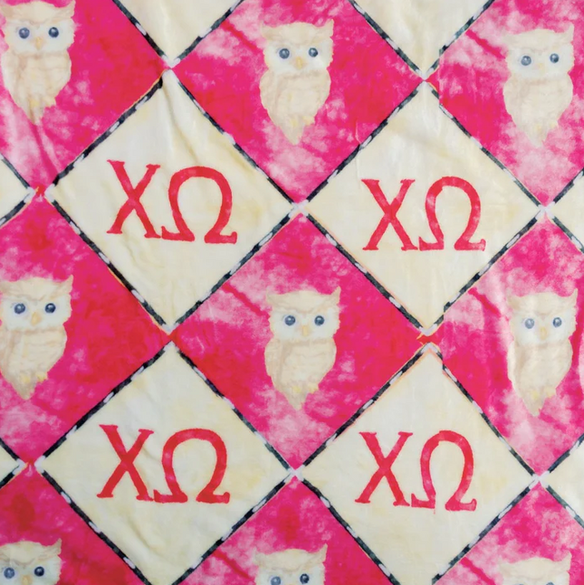Sorority Flannel Fleece Blanket Greek in Chi Omega at Wrapsody
