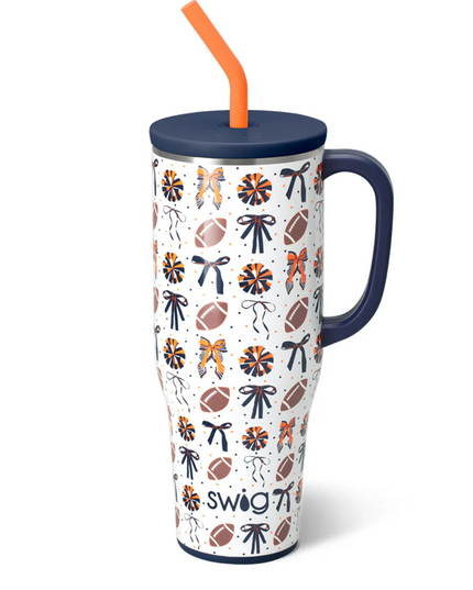 Swig 40oz Mega Mug We've Got Spirit Navy/Orange Drinkware in at Wrapsody