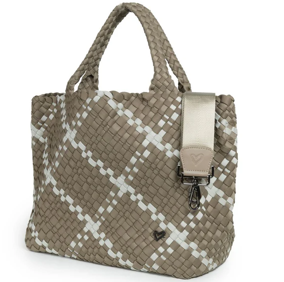 PreneLove London Large Woven - Buff & Grey Totes in  at Wrapsody