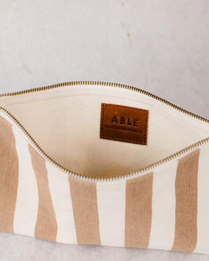 Able Clutch Marlow Stripe Pecan Cabana Travel Accessories in  at Wrapsody