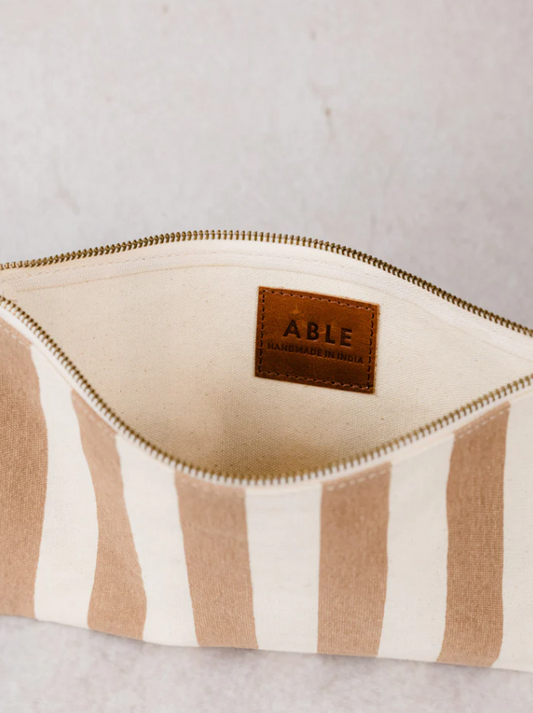 Able Clutch Marlow Stripe Pecan Cabana Travel Accessories in  at Wrapsody
