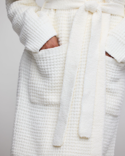 Barefoot Dreams CozyChic Waffle Robe - Pearl Loungewear in at Wrapsody