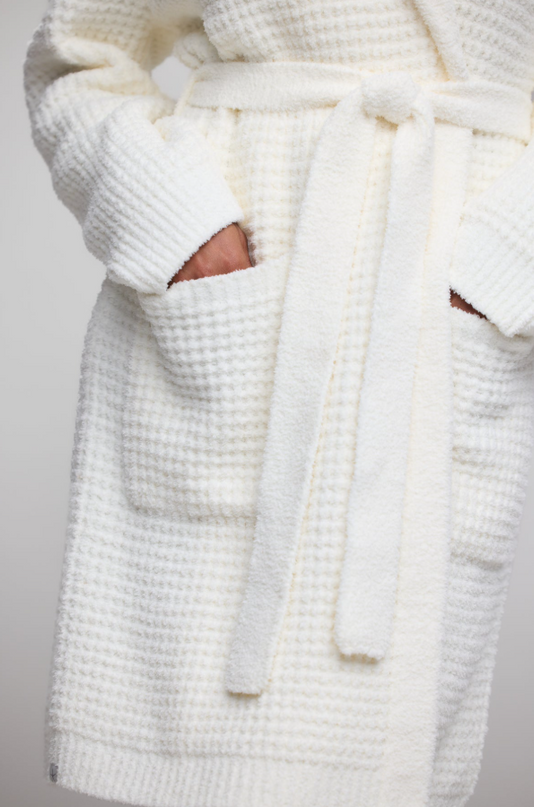 Barefoot Dreams CozyChic Waffle Robe - Pearl Loungewear in at Wrapsody