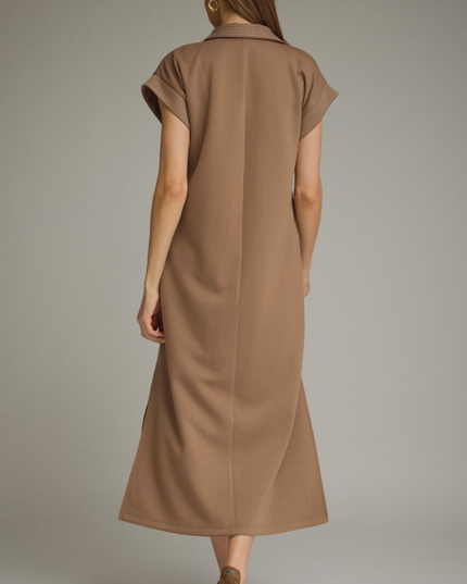 Stitched Brown Midi Dress