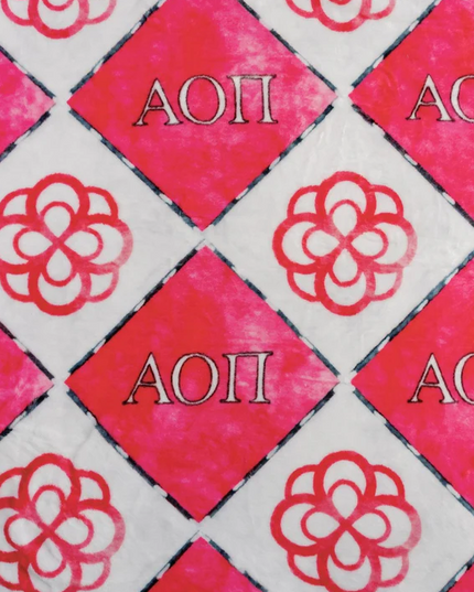 Sorority Flannel Fleece Blanket Greek in Alpha Omicron Pi at Wrapsody