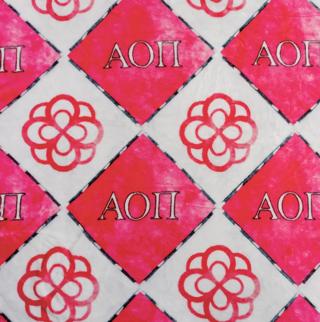 Sorority Flannel Fleece Blanket Greek in Alpha Omicron Pi at Wrapsody