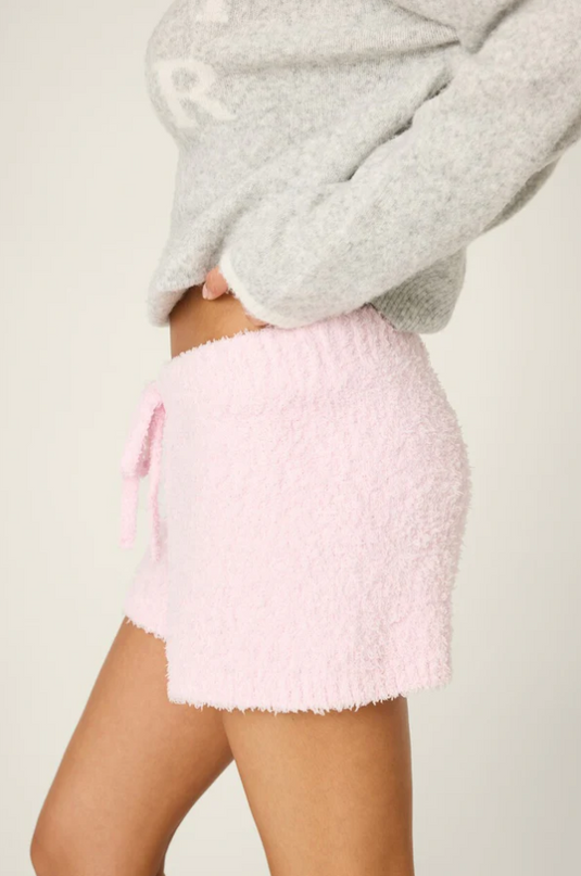 PJ Salvage Bundle Up Boucle Pink Shorts