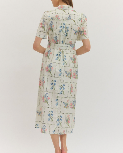 Collared Floral Midi Dress Dresses in at Wrapsody