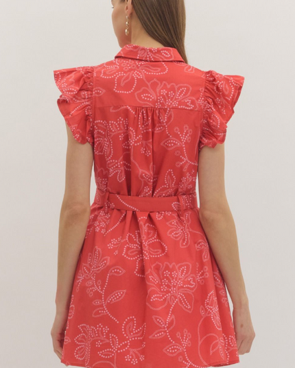 Paisley Belted Mini Dress in Red Dresses in at Wrapsody