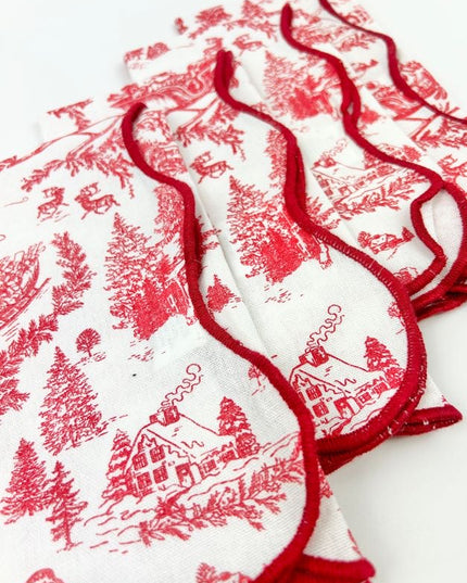 Red Toile Dinner Napkin Set Napkins in  at Wrapsody