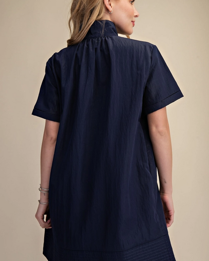 Button-Up Navy Mini Dress
