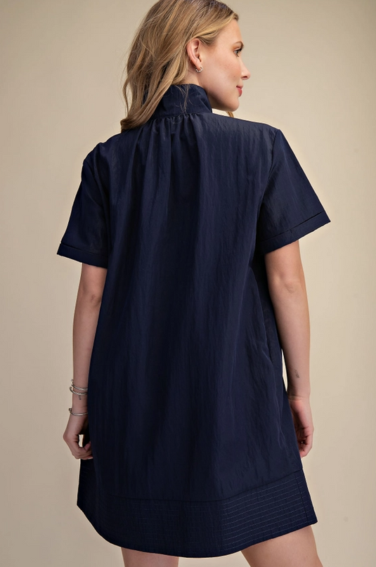 Button-Up Navy Mini Dress