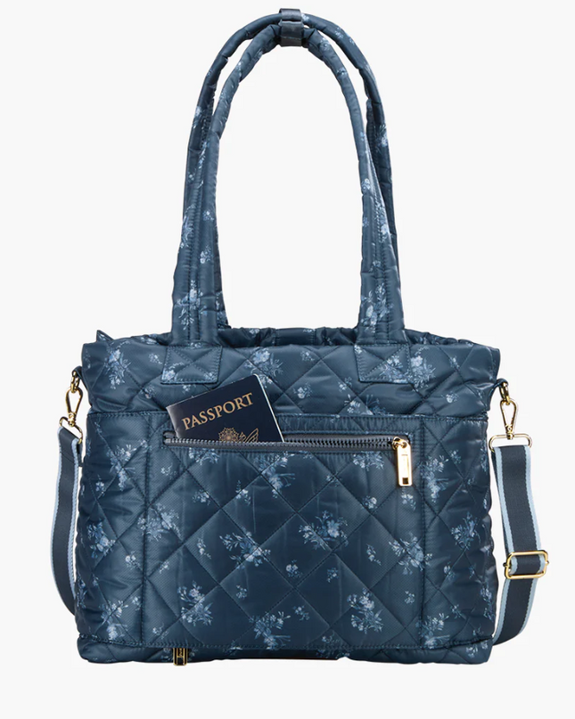 Oliver Thomas Wanderlust Tote Denim Navy Floral Totes in at Wrapsody