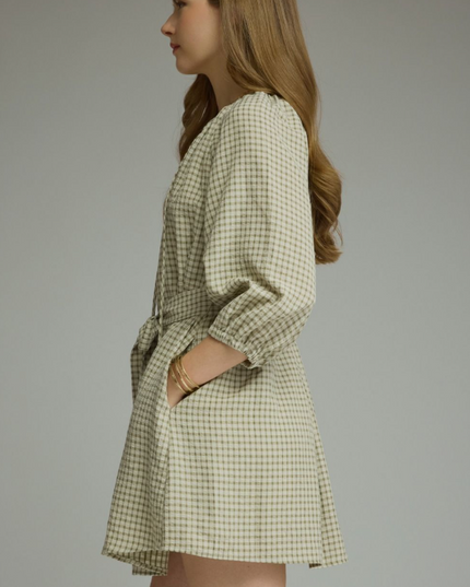 Plaid Sage Mini Dress