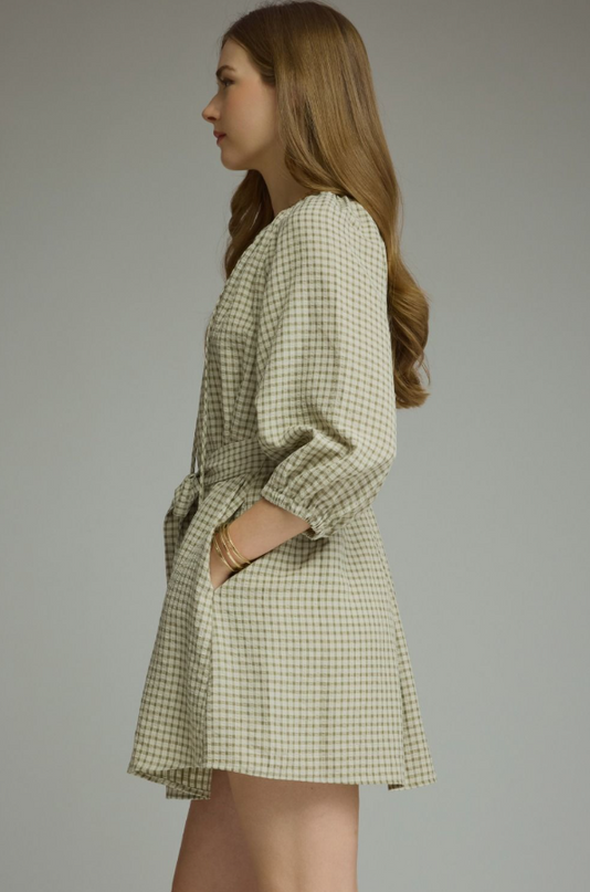 Plaid Sage Mini Dress