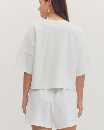 Floral Cut Out Blouse in Off White Tops in at Wrapsody