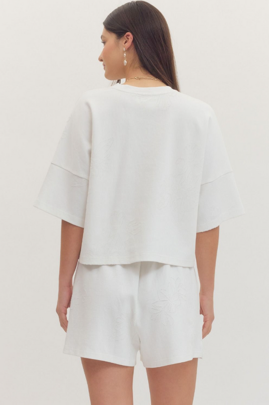 Floral Cut Out Blouse in Off White Tops in at Wrapsody
