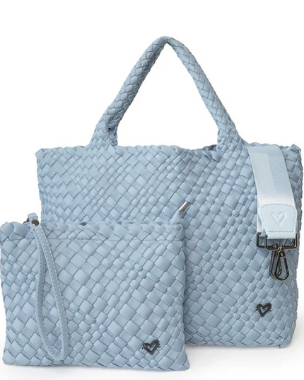 PreneLove London Large Woven Tote - Sky Blue Totes in  at Wrapsody