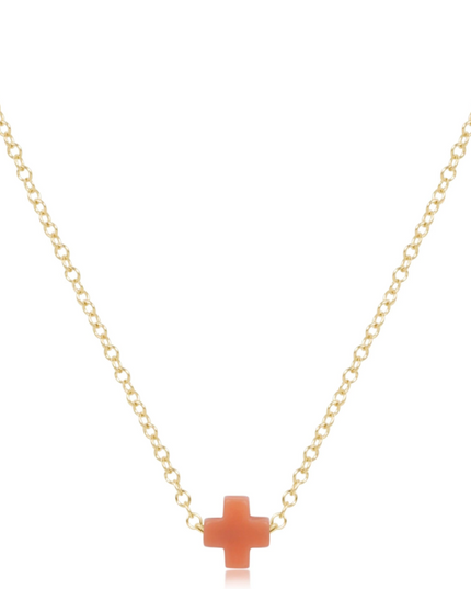 eGirl 14" Small Signature Cross Necklace - Coral