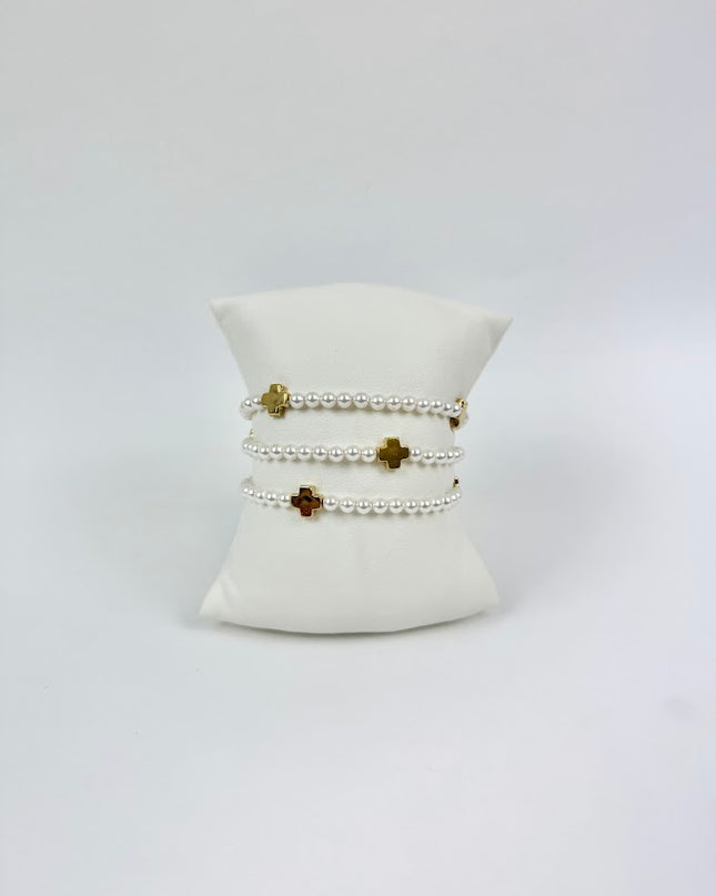 Enewton Signature Cross Pearl 4mm Bracelet Stack Bracelets in at Wrapsody