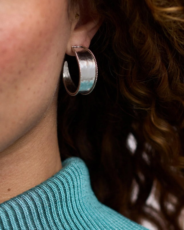 Julie Vos Savoy Hoop Medium in Silver Earrings in at Wrapsody