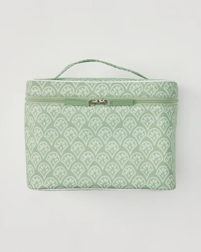 Weezie Vanity Case Green Block Print Travel Accessories in at Wrapsody