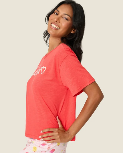 PJ Salvage Playful Prints Hibiscus Top Loungewear in at Wrapsody