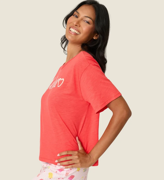PJ Salvage Playful Prints Hibiscus Top Loungewear in at Wrapsody