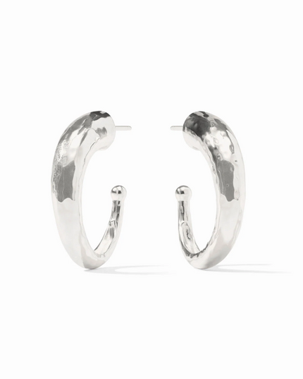 Julie Vos Hammered Hoop Medium in Silver Earrings in at Wrapsody