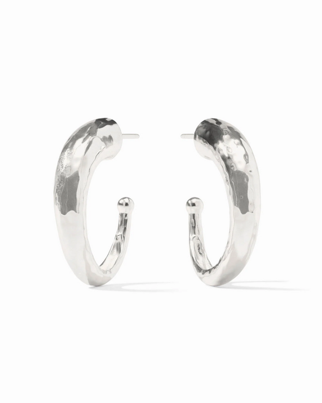 Julie Vos Hammered Hoop Medium in Silver Earrings in at Wrapsody