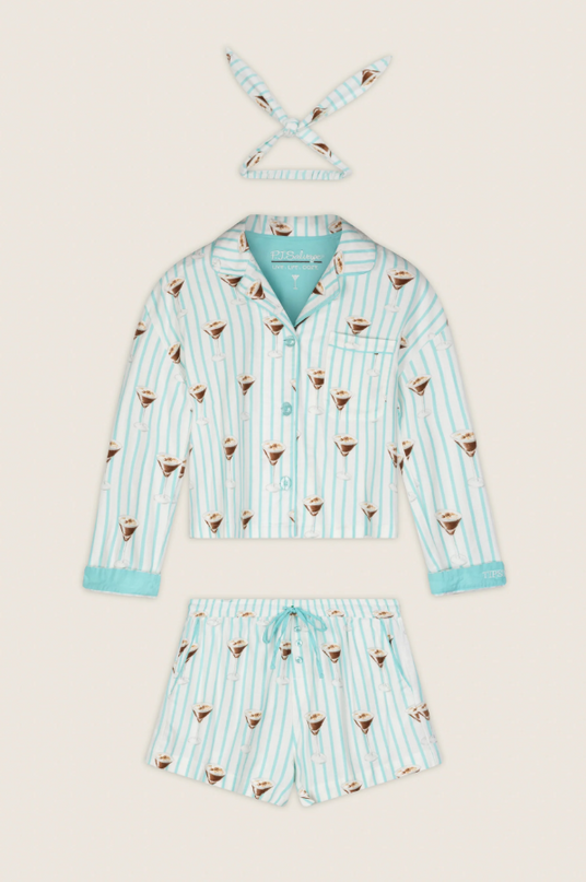 PJ Salvage Espresso Martini Pool Blue Flannel Set Loungewear in at Wrapsody
