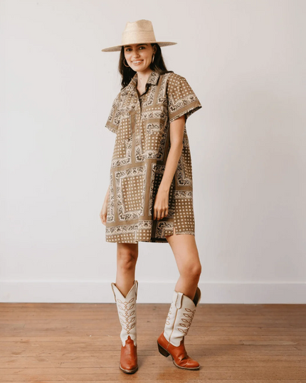 Bandana Getaway Olive Mini Dress