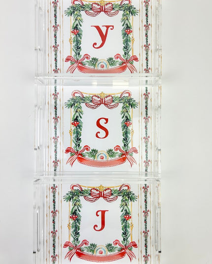 Christmas Crest Initial Acrylic Tray Home Decor in A at Wrapsody