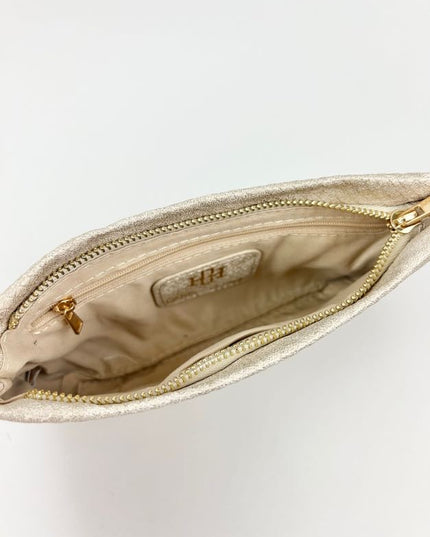 Livi Shimmer Champagne Crossbody Handbags in at Wrapsody