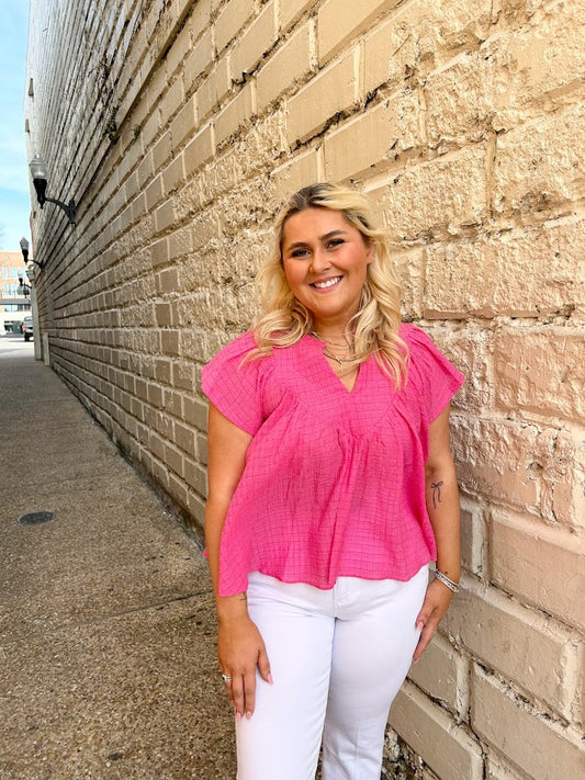 Pink Dreams Textured Blouse Tops in XS at Wrapsody