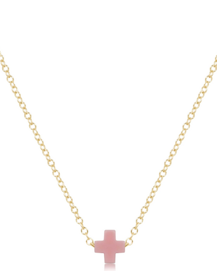 eGirl 14" Small Signature Cross Necklace - Pink