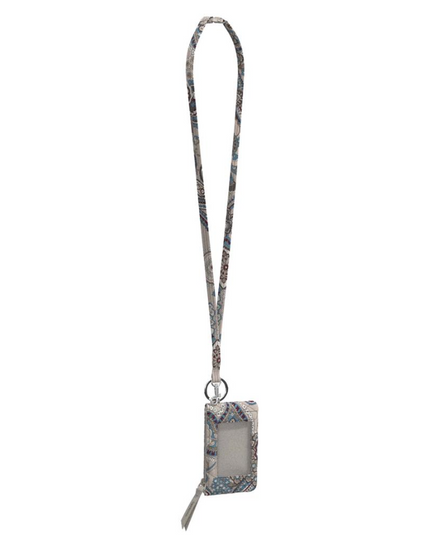 Vera Bradley Neutral Rhapsody Zip ID Breakaway Lanyard