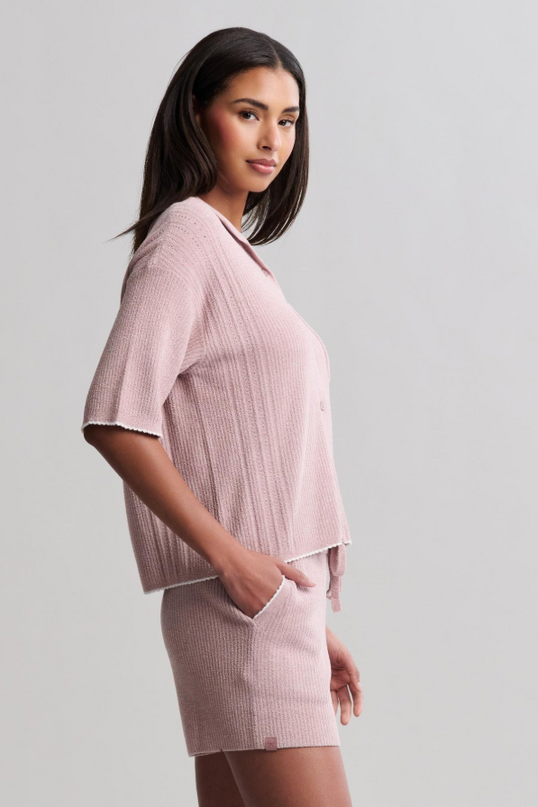 Barefoot Dreams Scallop Teaberry Set Loungewear in at Wrapsody