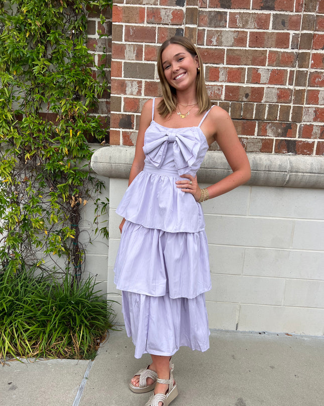 Touch of Lavender Tiered Midi Dress Dresses in  at Wrapsody