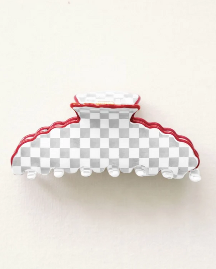 Scalloped Grey & White Claw Clip