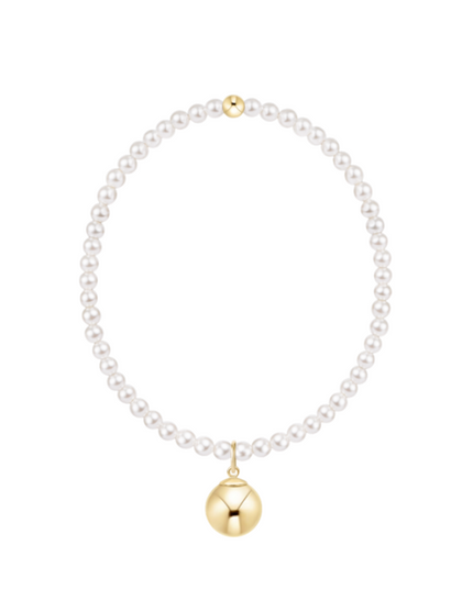 Extends Classic Pearl 3mm Bracelet with 10mm Gold Charm