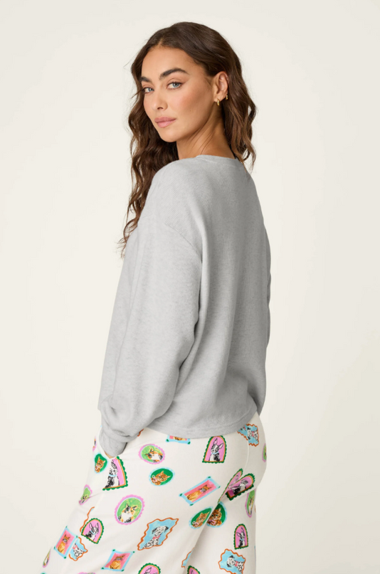 PJ Salvage Flannel Heather Cloud Shirt Loungewear in at Wrapsody