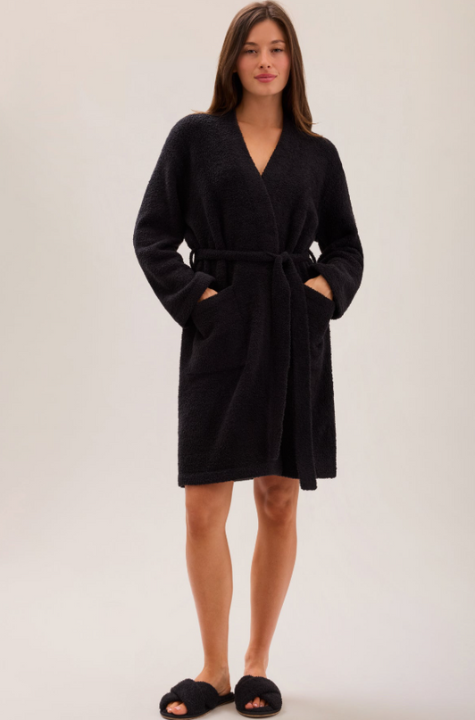 Barefoot Dreams CozyChic Solid Robe - Black Loungewear in S/M at Wrapsody